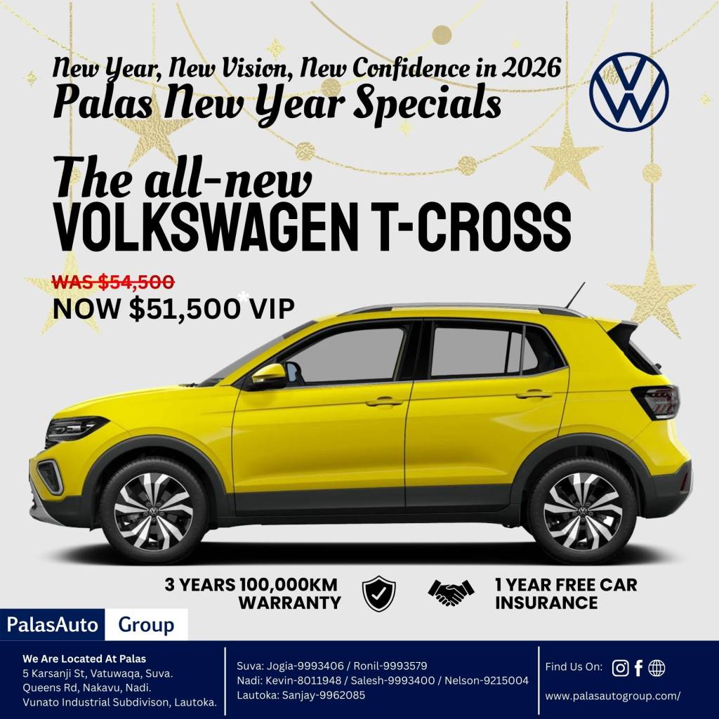 Kick off 2026 with the Palas Auto Group New Year Special, Fiji’s premier event for car buyers and those ready for a major upgrade. Whether you're looking to trade in your current ride or secure your first vehicle, now is the time to unlock incredible savings on our most popular models, including the versatile Volkswagen T-Cross, the sophisticated Volkswagen Virtus sedan, the trend-setting MG ZS, and the family-favorite Perodua Aruz SUV. As the top choice for car dealers in Fiji, we are offering limited-time discounts and affordable financing options to ensure you start the year with a high-quality, reliable vehicle. Don't miss out on these exclusive New Year car deals—visit us today to claim your discount and drive into the New Year with the style and performance you deserve!